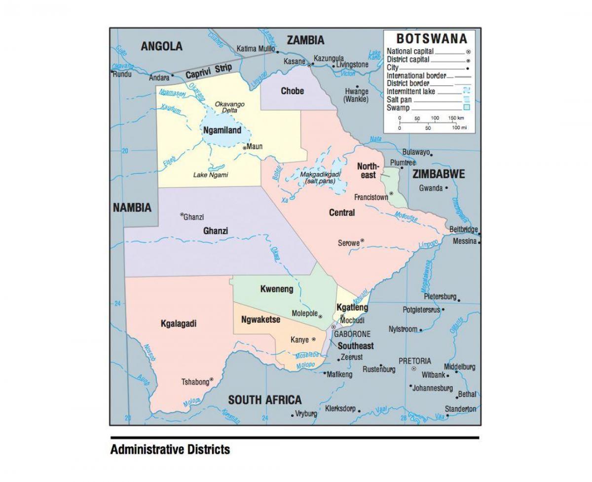 Karte von Botswana mit Bezirken