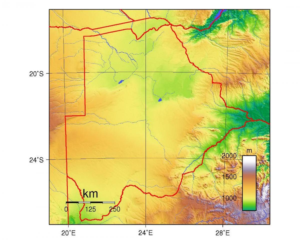 Karte von Botswana körperliche