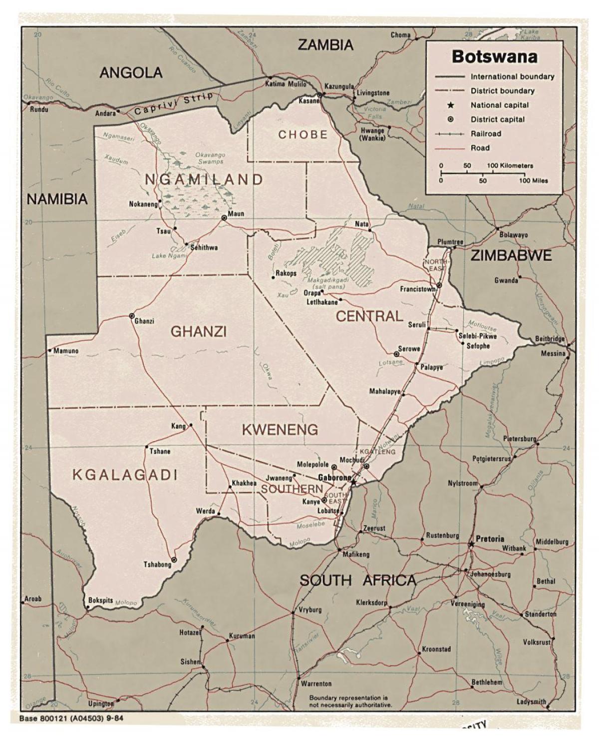 detaillierte Karte von Botswana