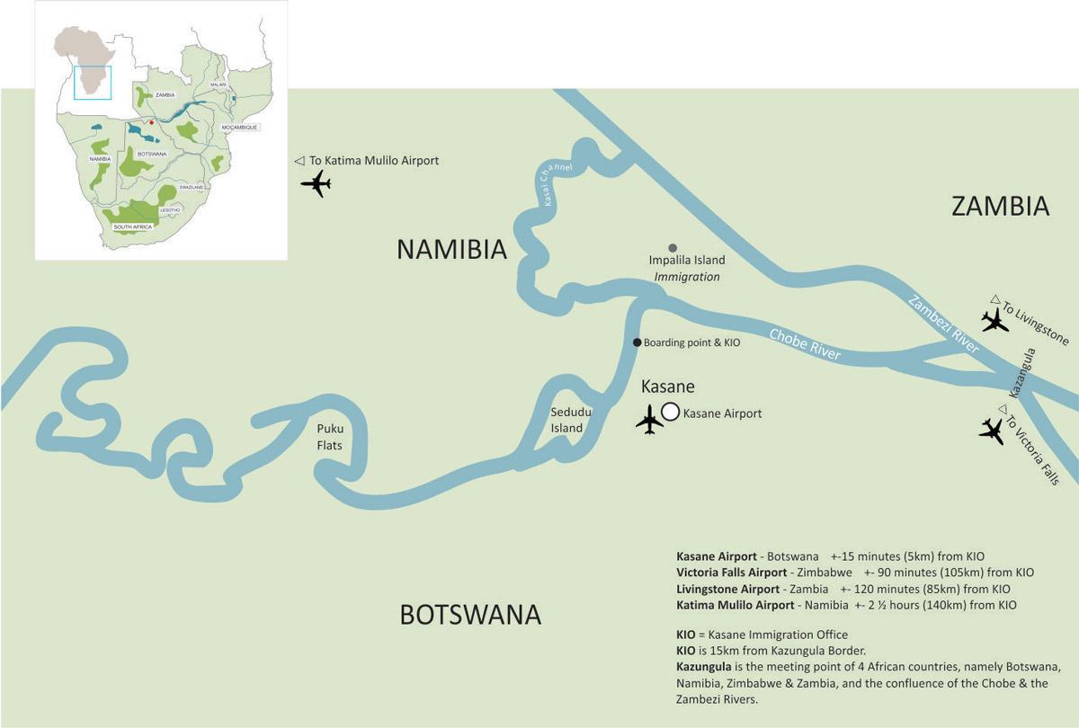 Karte von kasane Botswana