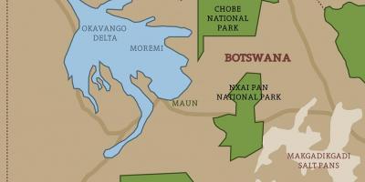 Karte von Botsuana map-national parks